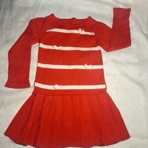 NWT Girls 3T Gymboree “MOD ABOUT ORANGE” Cotton SWEATER Pleated Skirt DRESS Bows
